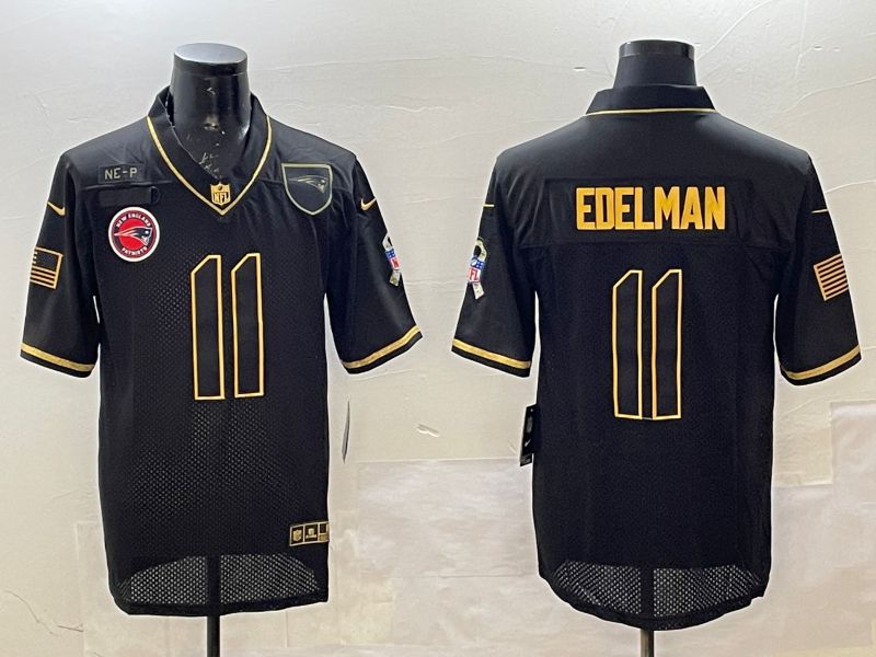Men New England Patriots #11 Edelman Black Gold 2025 Nike Limited NFL Jersey style 2->texas rangers->MLB Jersey